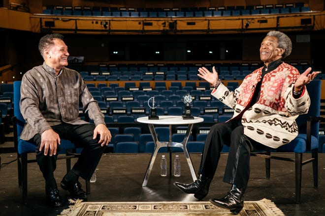 Broadway veteran André De Shields (right) appears on Crossroads Theatre Company virtual stage to present excerpts of his musical "Haarlem Nocturne" that will be interspersed with his reflections about creating the work, co-writing, directing and starring in the production. The encore presentation and conversation with Crossroads co-founder Ricardo Khan (left) streams on the Crossroads website through Jan.17.