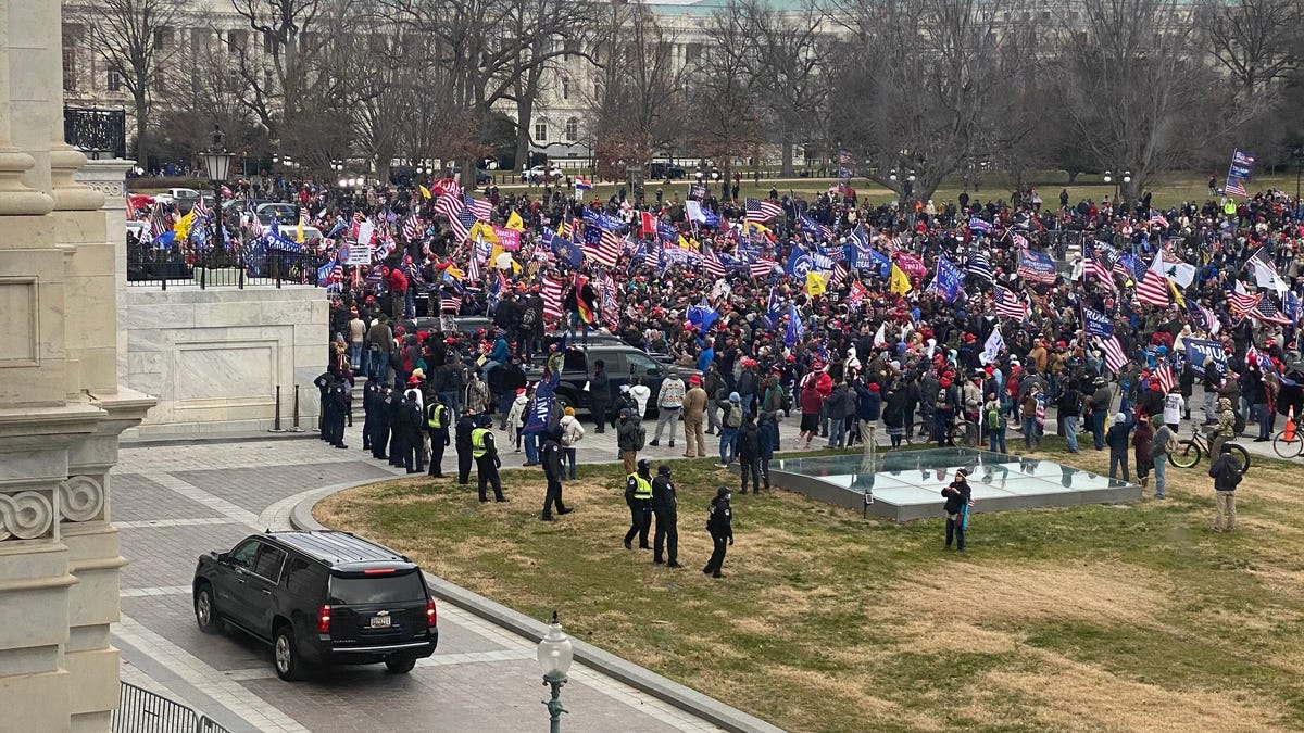 In this picture snapped by U.S. Rep. Darin LaHood, one can see the large number of people outside the U.S. Capitol building minutes before they breached security and stormed inside.