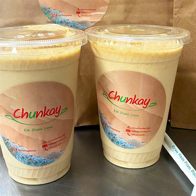 Peanut punch is served at Chunkay, a takeout shop featuring dishes from Trinidad.