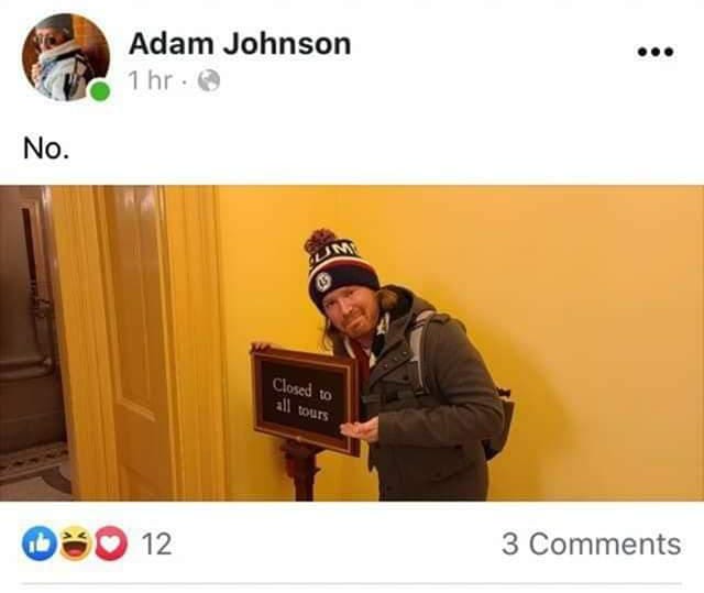 Florida's Adam Johnson accused of stealing lectern during Capitol riot