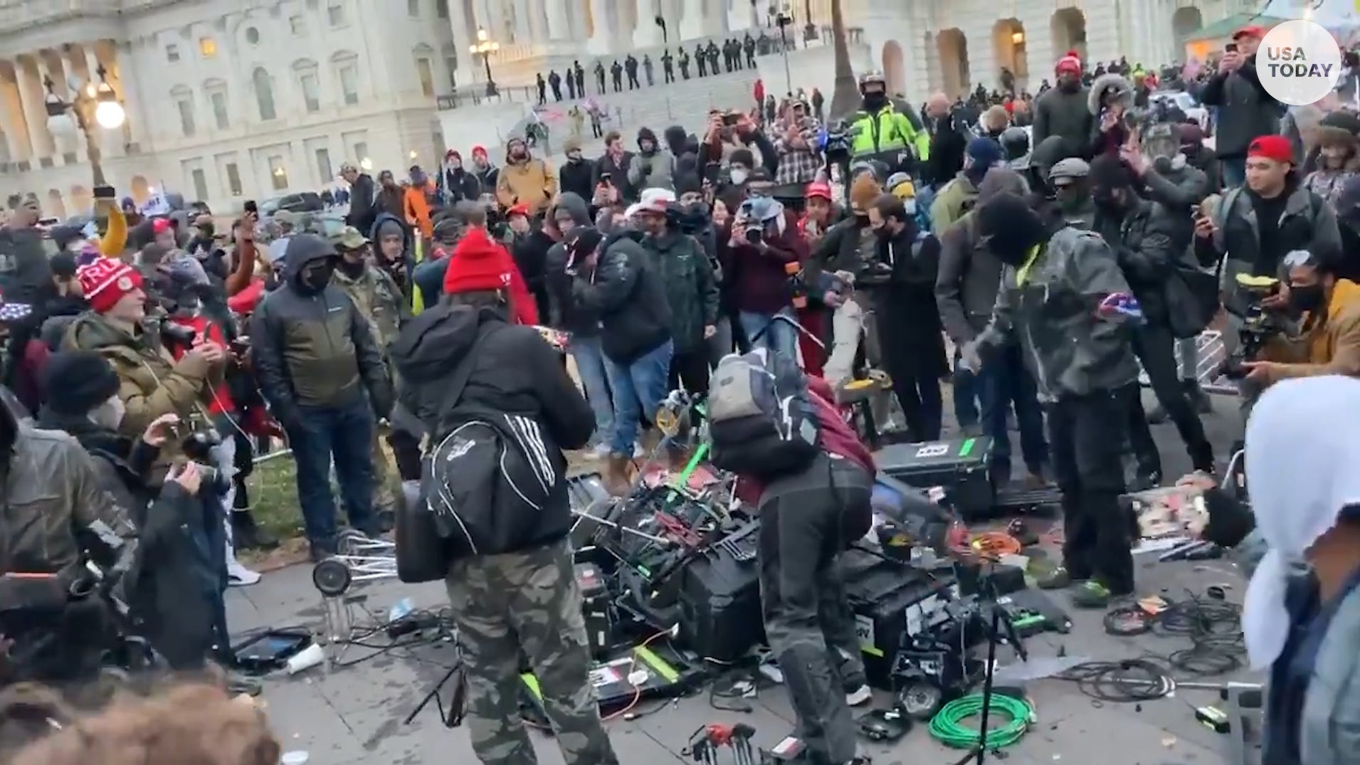 Pro Trump Rioters Destroy Media Equipment At Us Capitol