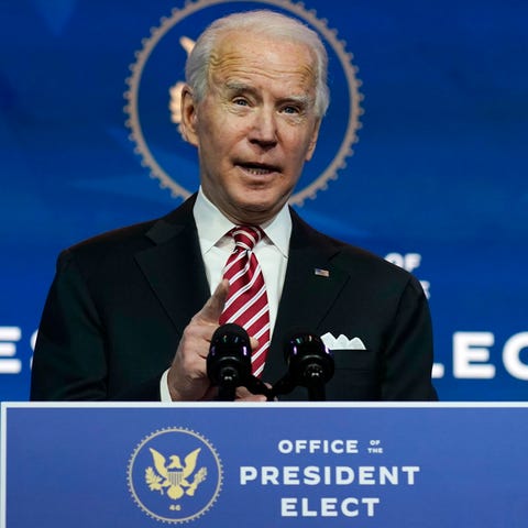 President-elect Joe Biden is pictured speaking at 