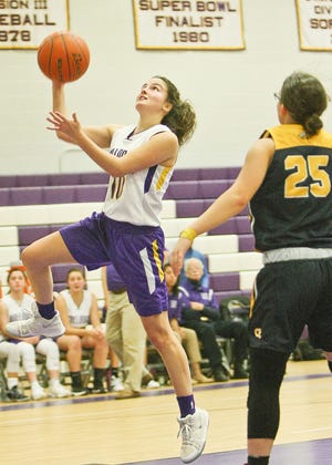 Monty Tech guard Ashley Femino, shown attacking the basket during a game against Greater Lowell Tech last year, is one of three seniors on the Bulldogs' roster this winter.