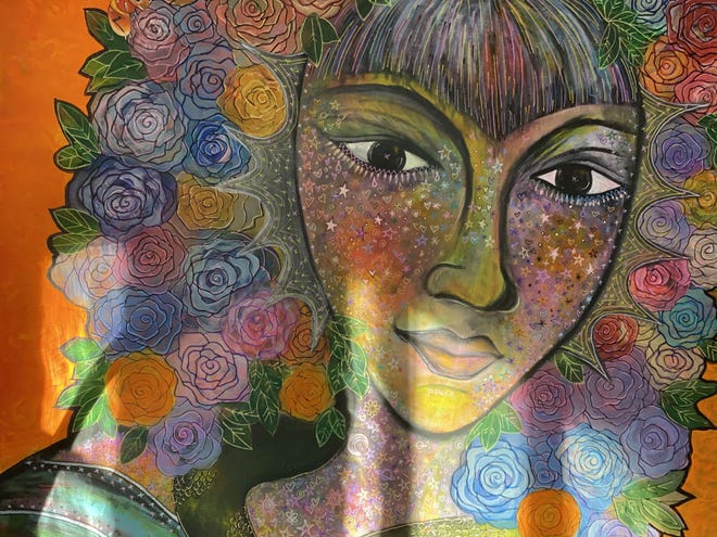 A painting by Worcester artist Bruja the Villain, painted when she was working under the name Lord Smokey Bruja.