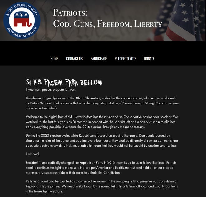 A screen grab from the St. Croix Republican Party website.