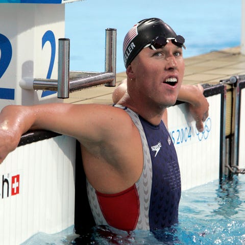 Klete Keller looks at the clock, confirming he won