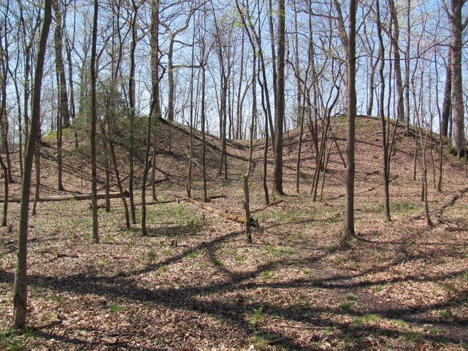 Mounds at Fort Ancient in Warren County, Ohio. The site is part of the World Heritage application along with the Newark Earthworks.