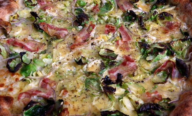 Pizza Marvin features Green Carbonara pizza, a pie with Brussels sprouts as well as guanciale, eggs and pecorino.  Brussels sprouts are enjoying popularity.