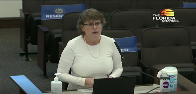 Amy Baker, coordinator of the Legislature’s Office of Economic & Demographic Research, spoke to members of the Florida state Senate Appropriations Committee on Thursday morning in Tallahassee.