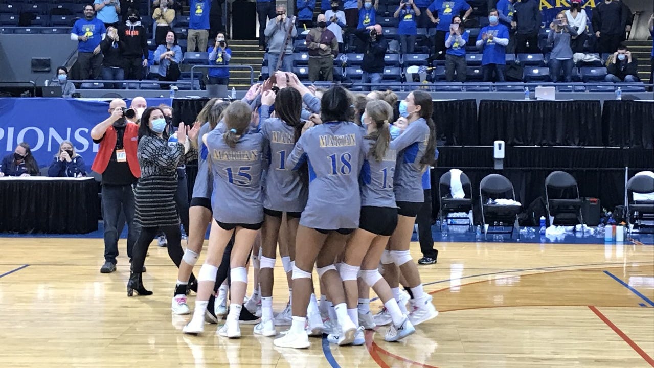 Marian volleyball wins D1 state title for late athletic director