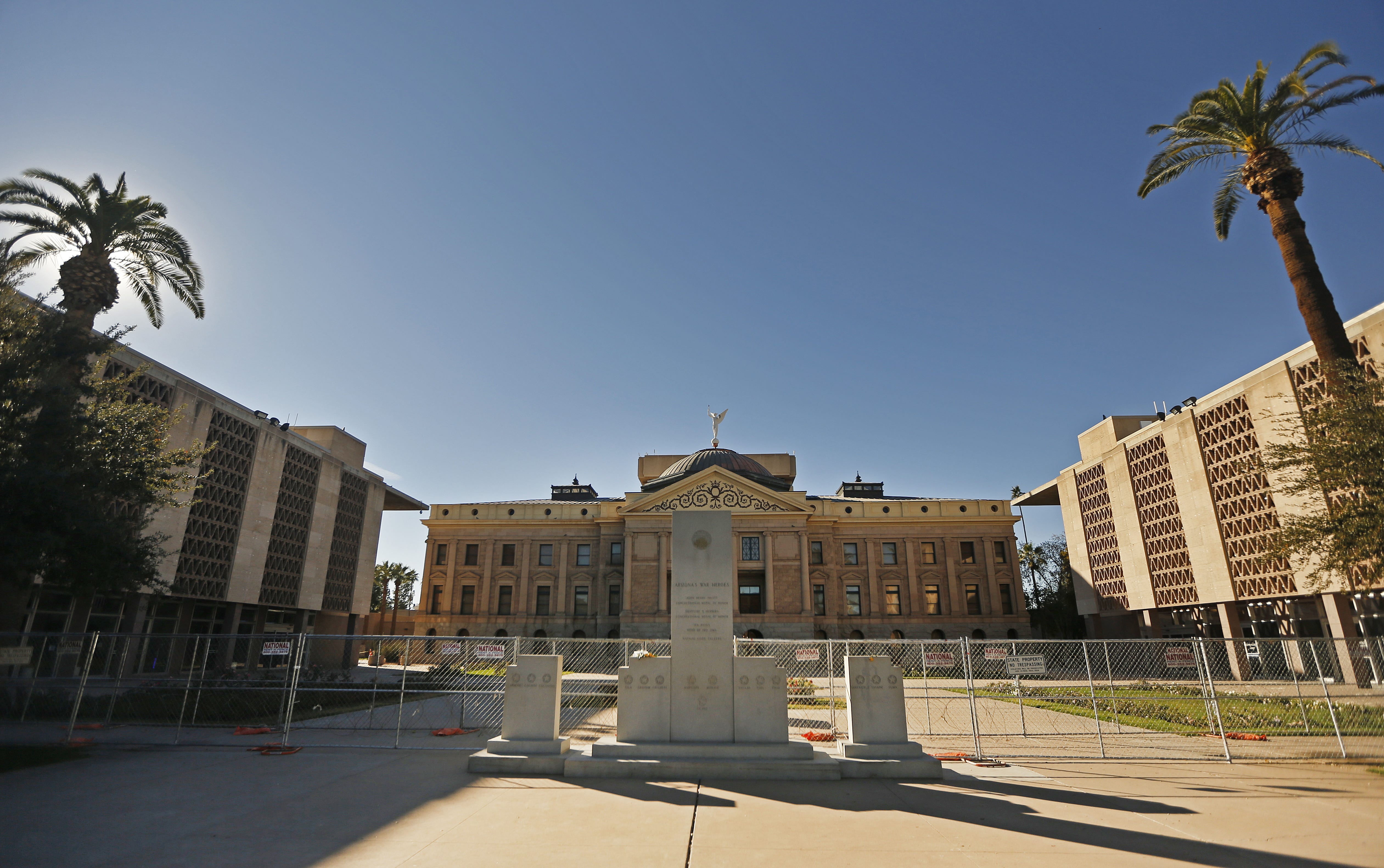 There were no protesters outside the Arizona Capitol after a group of less than 10 people dispersed before 3 p.m. Sunday.