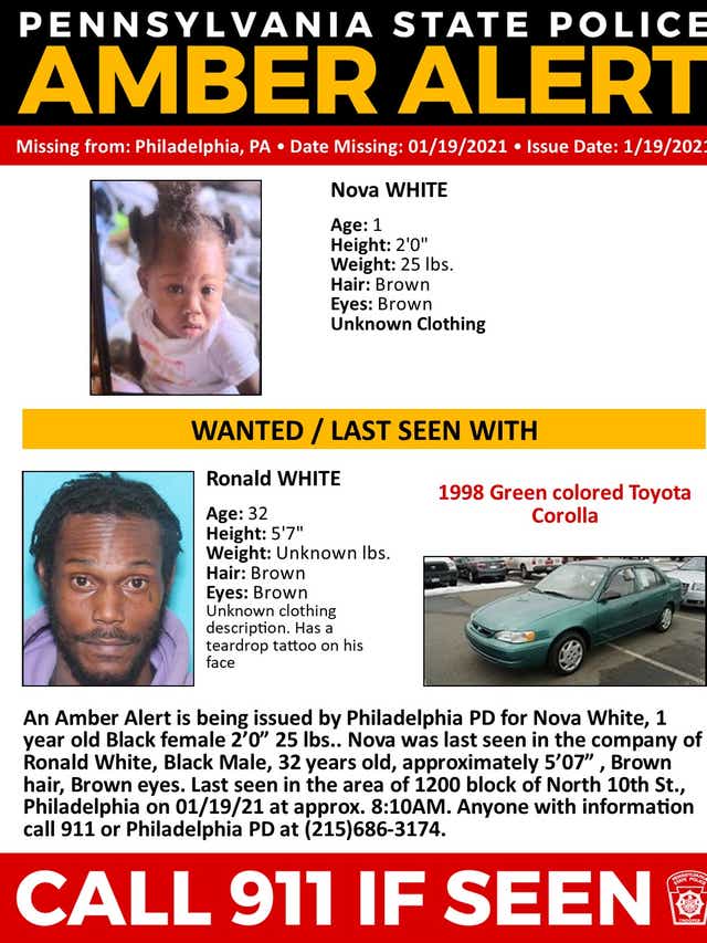 PA Amber Alert: 1-year-old Philly girl found safe, State ...