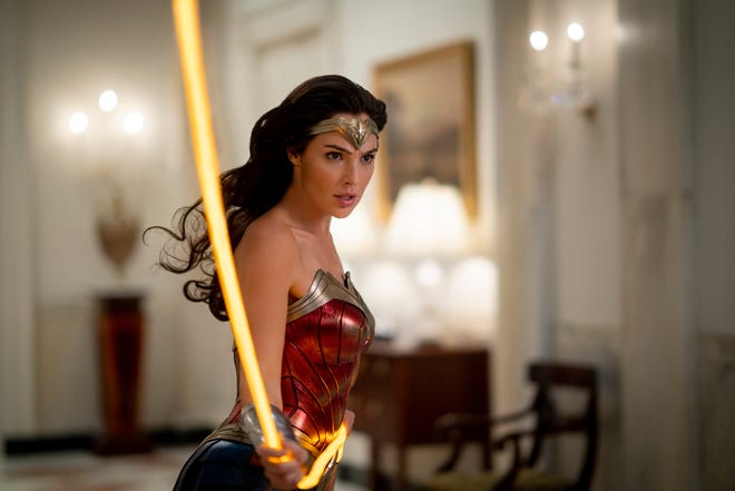 This image released by Warner Bros. Entertainment shows Gal Gadot in a scene from "Wonder Woman 1984." (Clay Enos/Warner Bros. via AP)