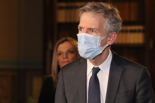 Robert Gordon, director of the Michigan Department of Health and Human Services, speaks during a press conference on Wednesday, Jan. 13, 2021.