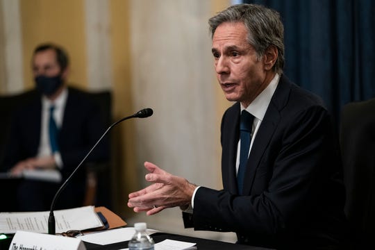 Antony Blinken testifies during his confirmation hearing to become secretary of state before the Senate Foreign Relations Committee in Washington on Jan. 19.