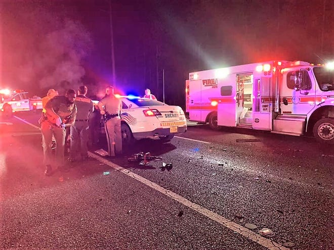 The Putnam County crash scene Tuesday night on Florida 20.