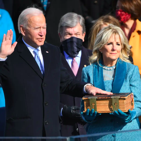 Joe Biden takes the oath of office on the Capitol 
