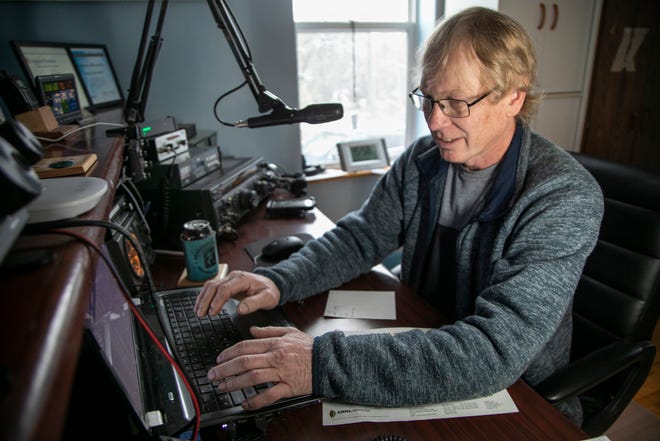 Bill LaBell of Allouez Township makes a call on his ham radio on Sunday Oct. 25, 2020.