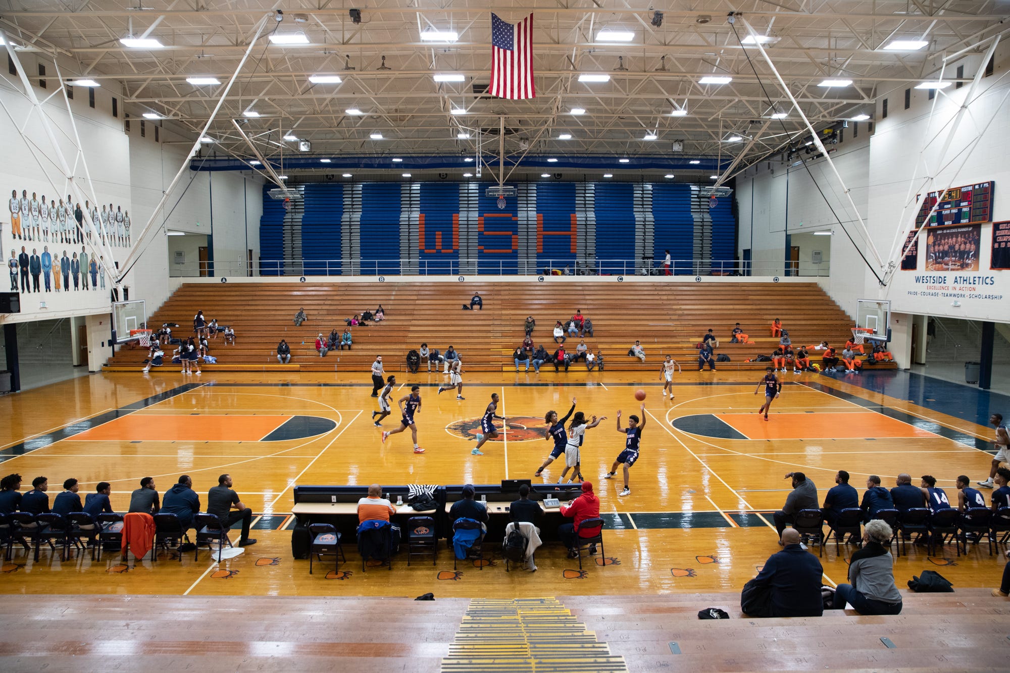 The Gary West Side Cougars' junior varsity team faces off against the East Chicago Central Cardinals at West Side Leadership Academy in Gary, Ind., on Thursday, Jan. 30, 2020.