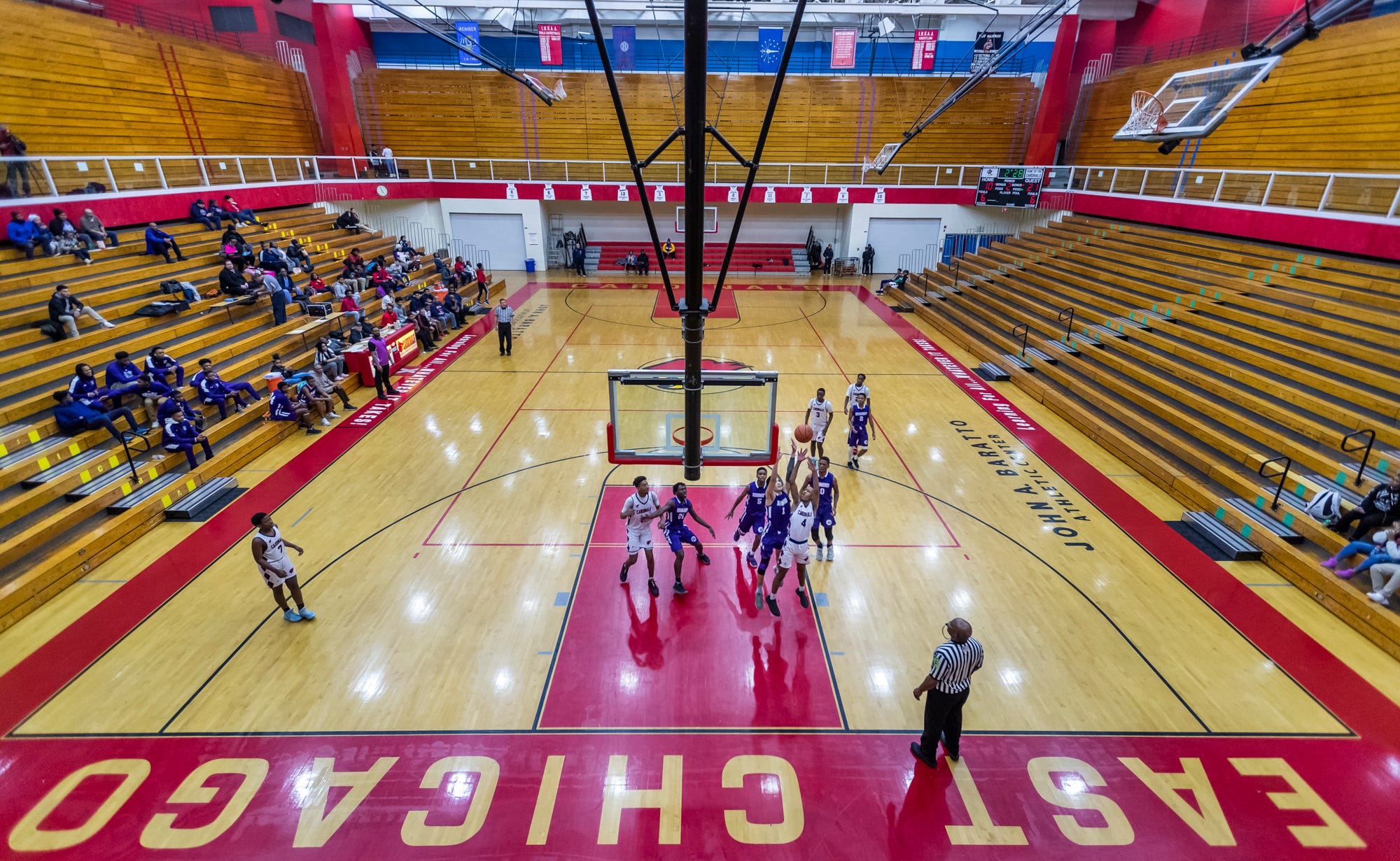 During a junior varsity game the East Chicago Cardinals face off against the Hammond Wildcats at East Chicago Central High School's John A. Baratto Athletic Center on Tuesday, Jan. 21, 2020.
