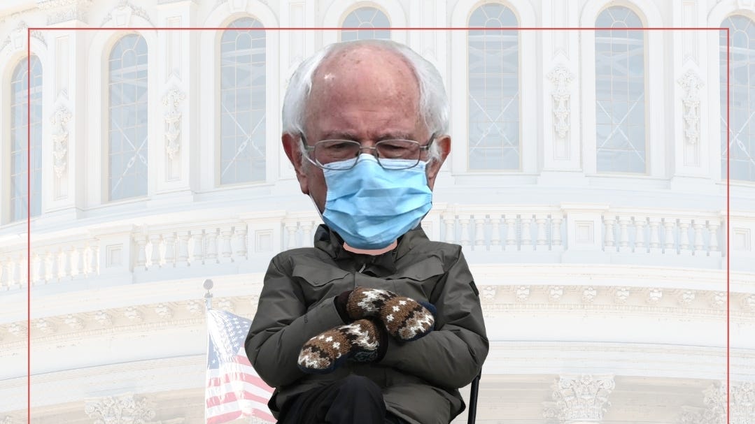 Bernie Sanders viral image from inauguration is a bobblehead Bernie Sanders viral image from inauguration is a bobblehead