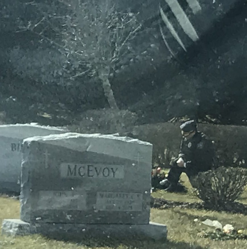 While Joe Biden gave his inauguration speech on Wednesday afternoon, a lone person in a uniform knelt at the grave of Biden’s son Beau Biden at St. Joseph on The Brandywine church in Greenville.