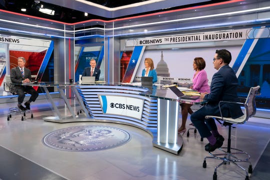 Broadcast and cable-news networks treated Wednesday's presidential inauguration with the highest priority, as exemplified by a CBS News panel that included Major Garrett, left, John Dickerson, Norah O'Donnell, Gayle King and Ed O'Keefe.