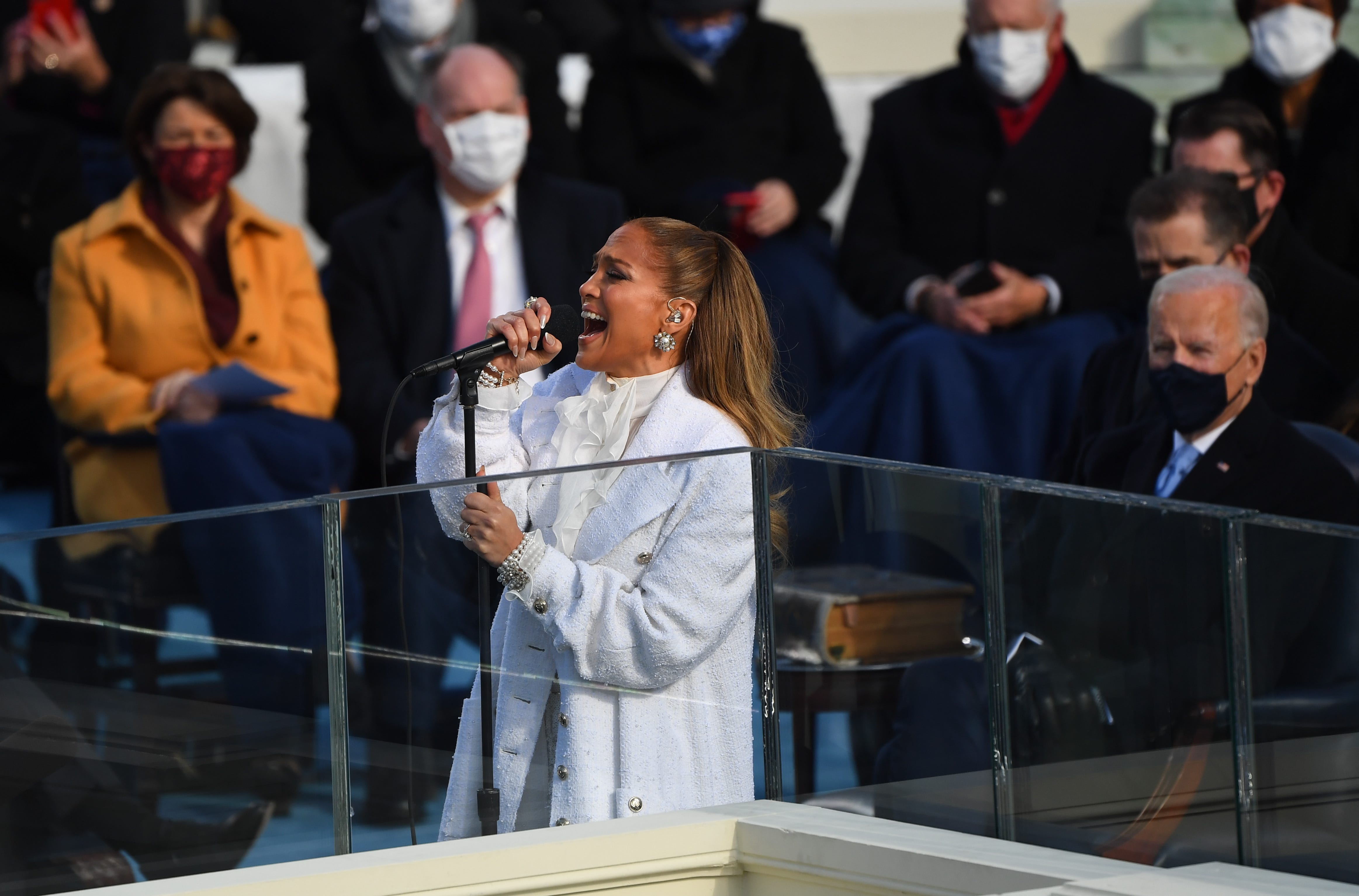 Singer Jennifer Lopez performs during the 2021 Presidential Inauguration of President Joe Biden and Vice President Kamala Harris at the U.S. Capitol.