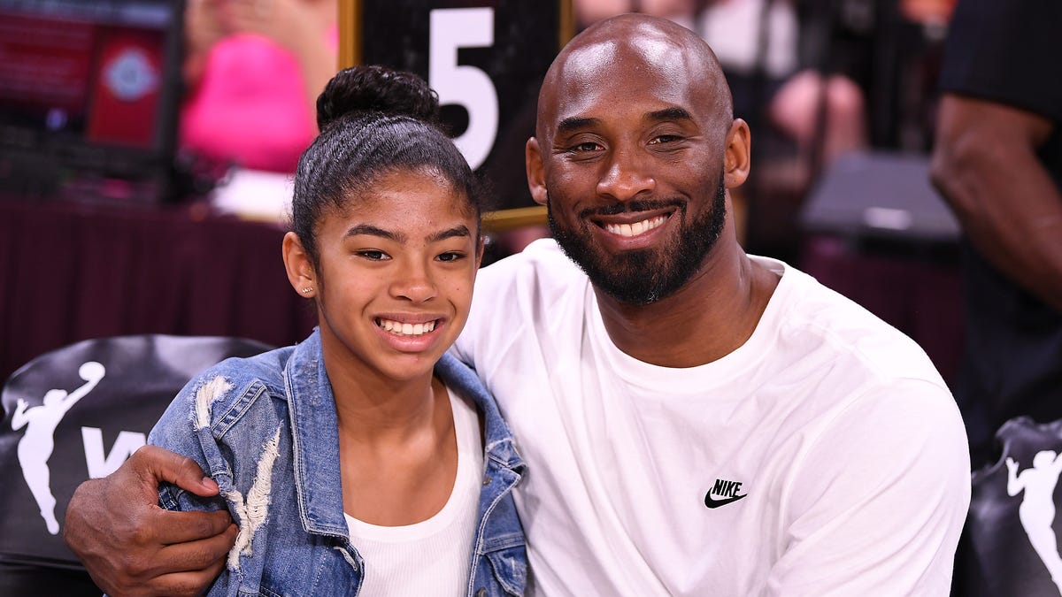 Kobe Bryant is pictured with his daughter Gianna at the WNBA All Star Game at Mandalay Bay Events Center in Las Vegas on July, 27, 2019. 