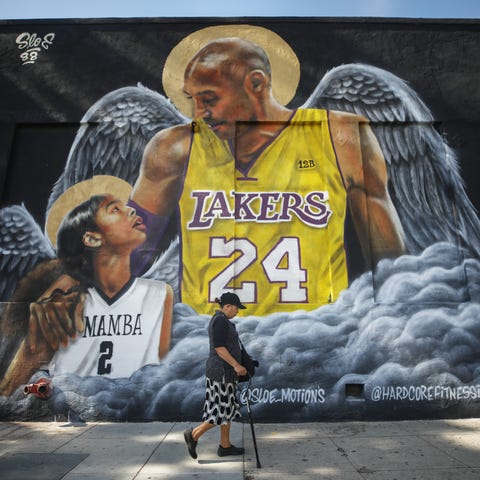 A mural depicting deceased NBA star Kobe Bryant an