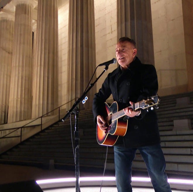 Bruce Springsteen at the Lincoln Memorial on Jan. 20, 2021 during the Celebrating American concert.