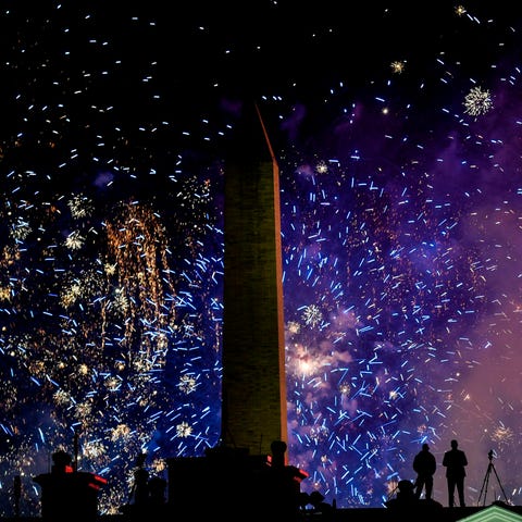 Fireworks are seen above the White House and the W