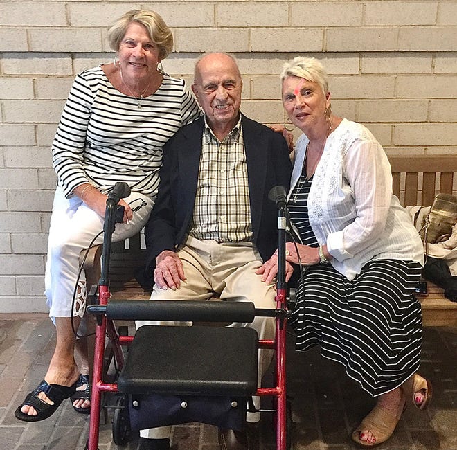 Ray Renola in 2019, with nieces Karen Renola, on his left, and Jean Boshco, on his right.