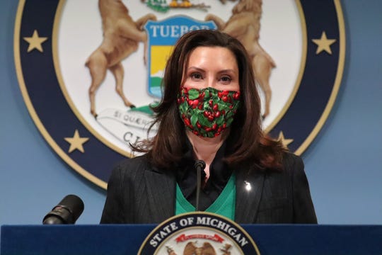 Michigan Gov. Gretchen Whitmer speaks at a press conference on Friday, Jan. 22.