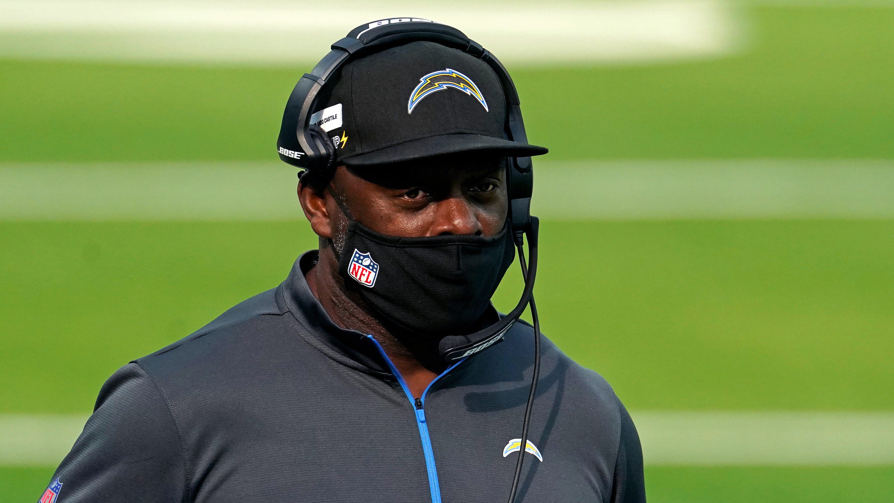 Los Angeles Chargers head coach Anthony Lynn looks on during the game against the Denver Broncos, Dec. 27, 2020 in Inglewood, Calif.