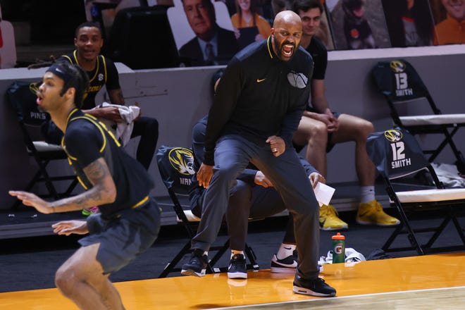 Missouri head coach Cuonzo Martin reacts during a game against Tennessee on Saturday night at Thompson-Boling Arena in Knoxville, Tenn.