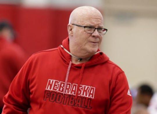 Mike Cavanaugh, seen in a 2017 photo while with Nebraska, has been hired as ASU's new offensive line coach.