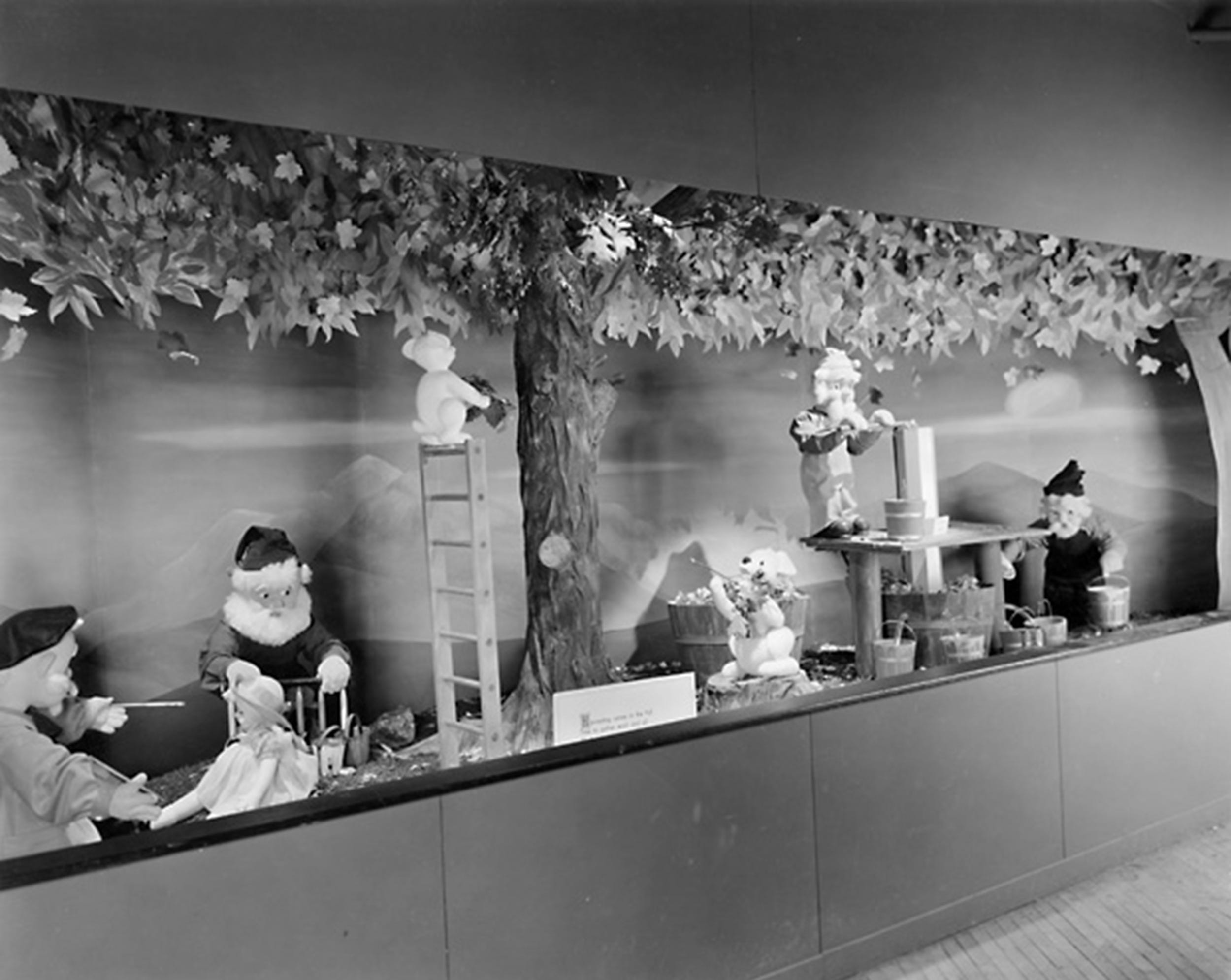 The Magic Corridor with its 12 windows of animatronic figures depicting Christmas scenes in Sibley's toy department.