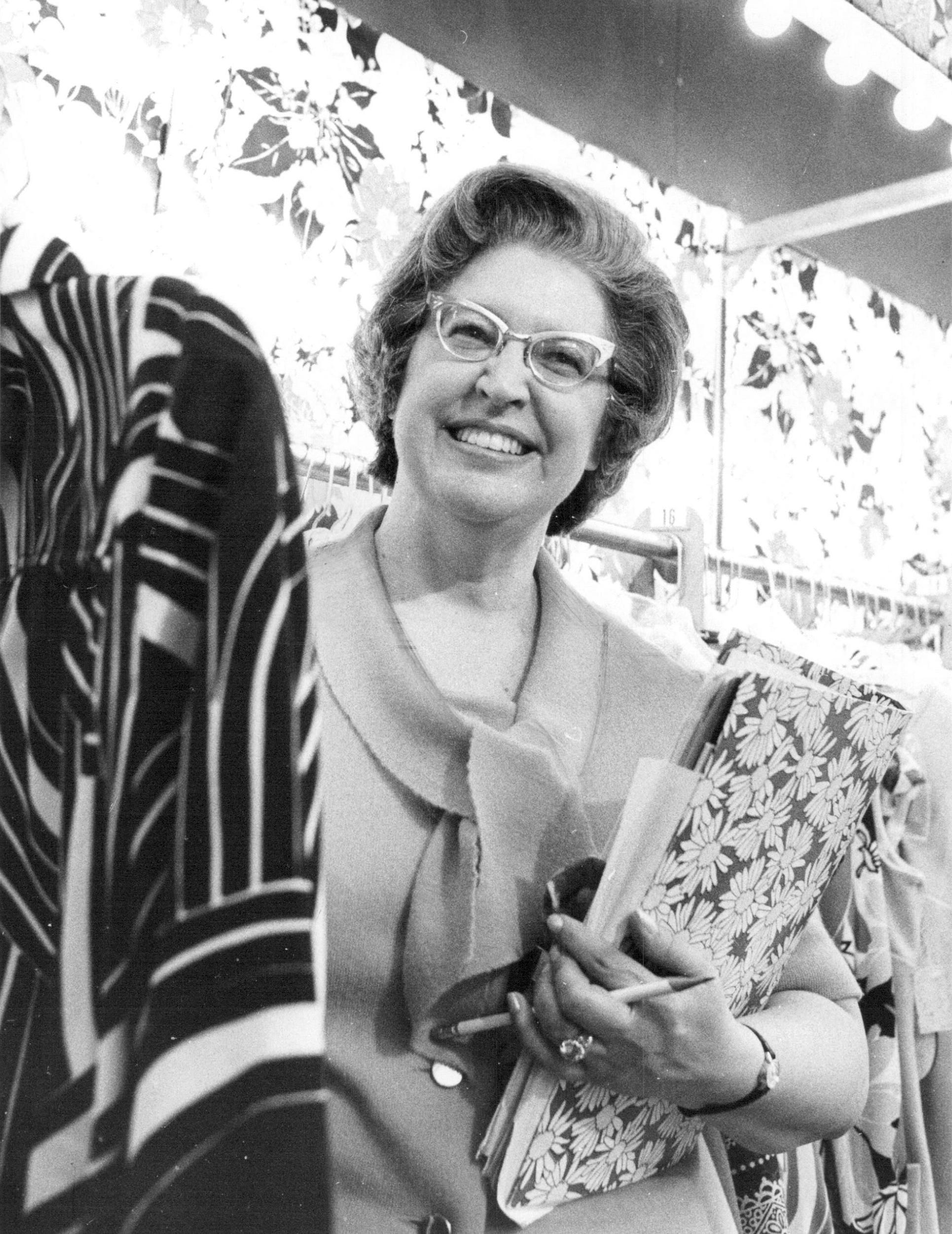 Margaret Lapp Thirtle, pictured here in 1970, was senior vice president for sales promotion for Sibley's and coordinated more than 170 appearances by celebrities at the downtown store.