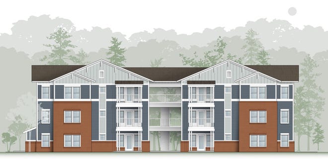 An artist's rendering shows units at the planned Carolina Avenue Apartments affordable housing complex in New Bern. Construction on the $13 million project is underway, with the first buildings anticipated to be ready by October. 