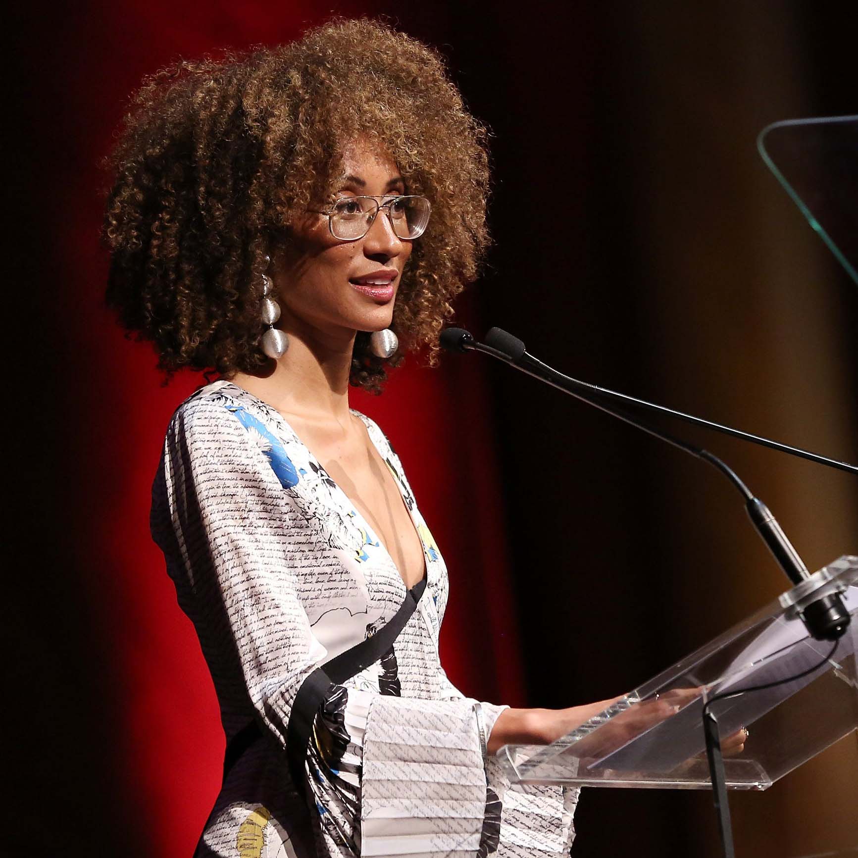 Elaine Welteroth speaking at the Ms. Foundation 30th Annual Gloria Awards in 2018.