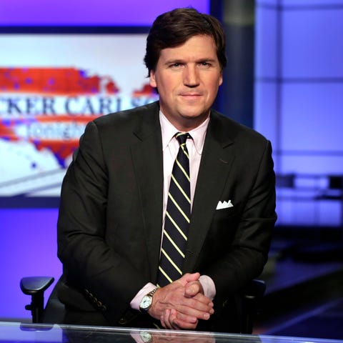 Tucker Carlson in a Fox News Channel studio on Mar