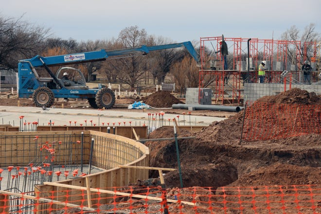 Construction continues on the new Thompson Park Aquatic Facility at the north end of Thompson Park.
[Neil Starkey / For The Amarillo Globe-News]