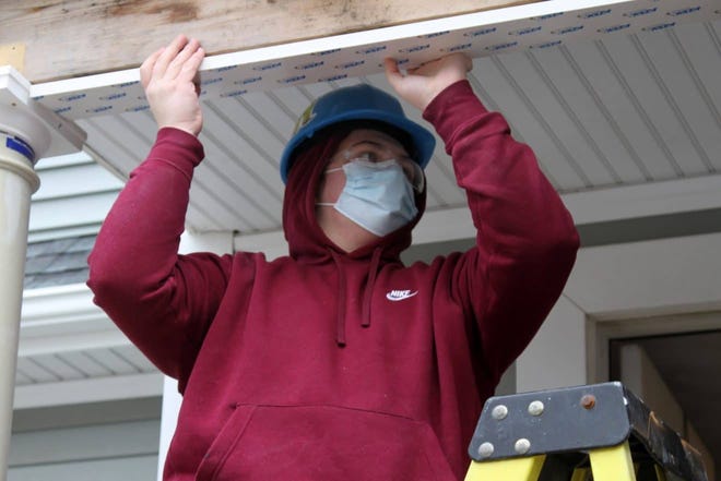 Senior Kevin Kruger and fellow Blue Hills construction students are nearing completion of a major home renovation project.