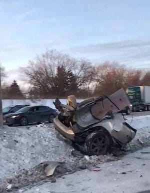 A car was involved in a rollover crash on I-94 on Friday, Jan. 29.