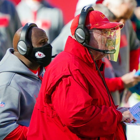 Chiefs coach Andy Reid and offensive coordinator E