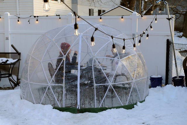 Diners Enjoy Outdoor Dining In Dudley Chateau Igloos
