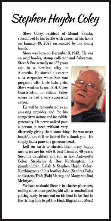 Obituaries in Yreka, CA | Siskiyou Daily News