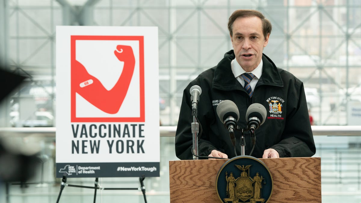 New York State Health Commissioner Howard Zucker joined state leaders on Jan. 13, 2021, to open a vaccination site at the Javits Center in New York City.