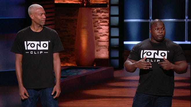 YONO Clip inventors Michael Green (left) and Bob Mackey, an Athens resident, appear on ABC's "Shark Tank."
